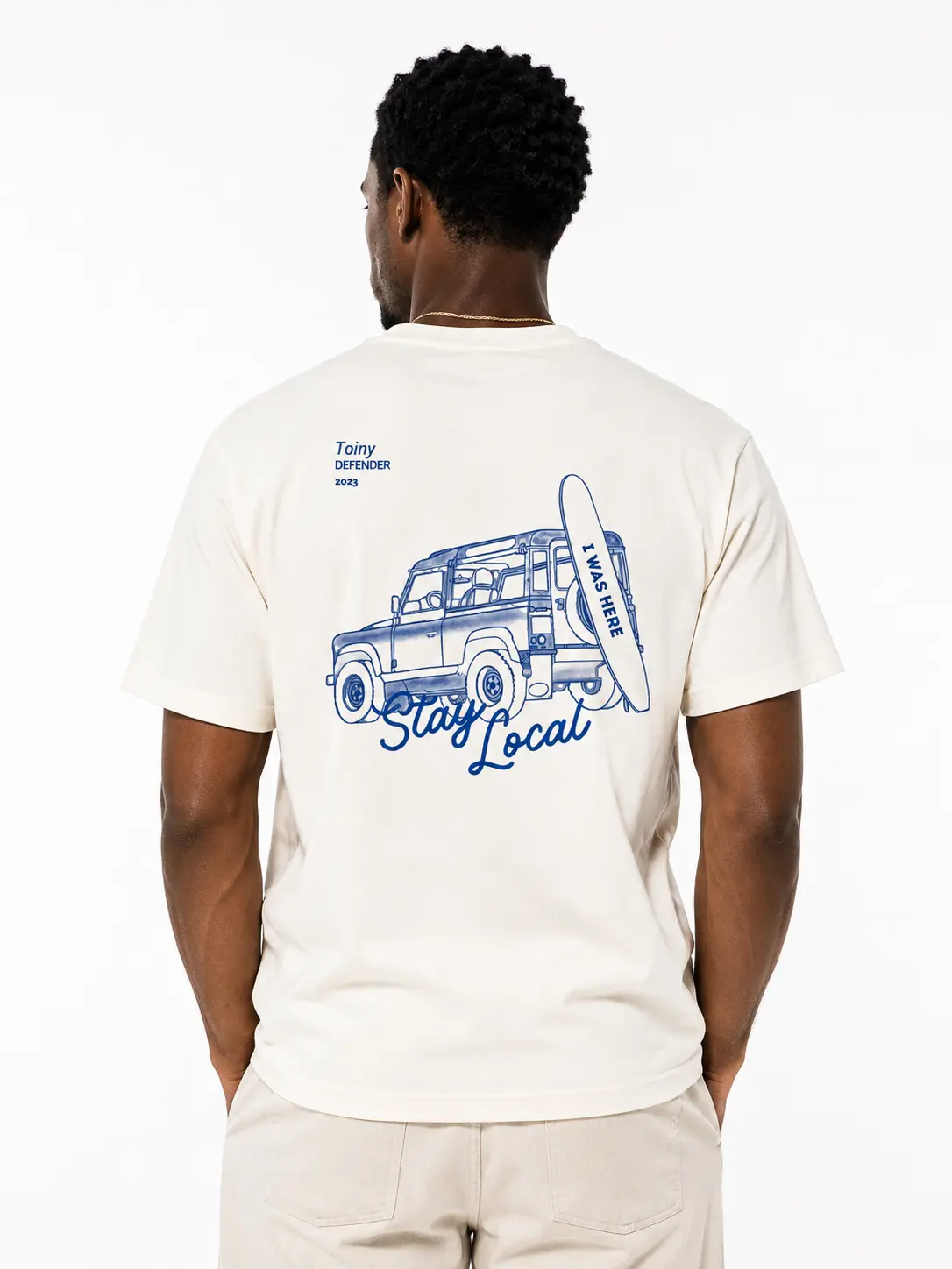 T-shirt écru imprimé Toiny Defender Stay Local en bleu marine