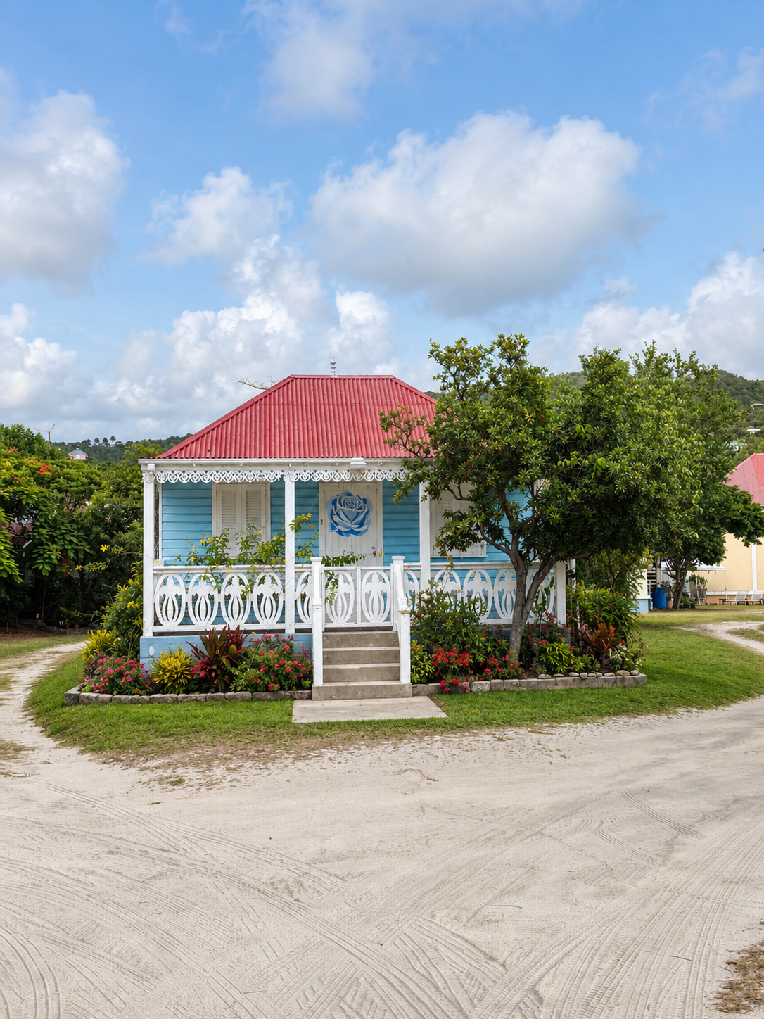Maison créole bleue à Saint-Barthélemy